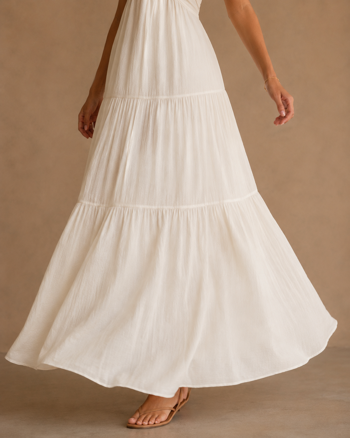 Long, tiered, flowing