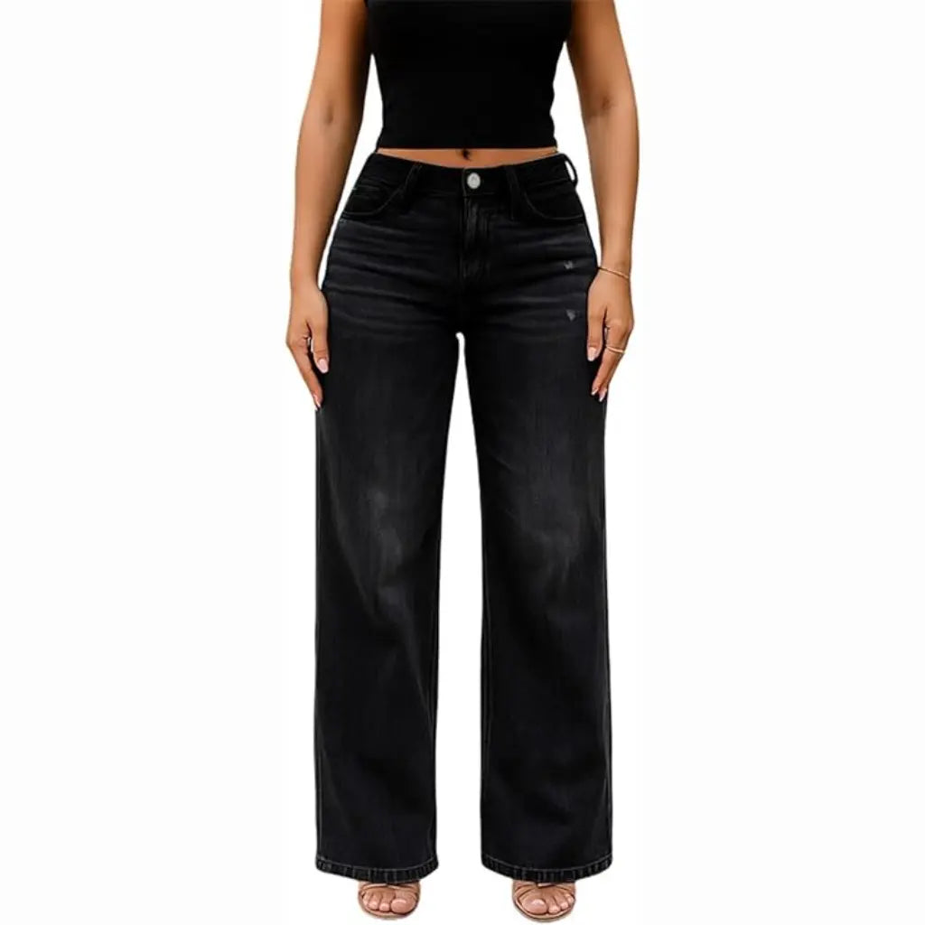 Black wide-leg jeans