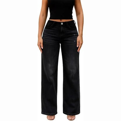 Black wide-leg jeans