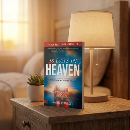 18 Days in Heaven paperback on a nightstand