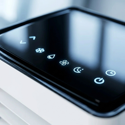 LED touch panel close-up with mode icons